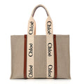 Cotton Calfskin Large Woody Ribbon Tote White Brown