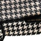 Canvas Houndstooth Embroidered Large Book Tote Black White