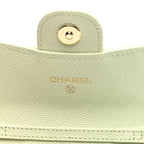 Caviar Quilted Flap Card Holder On Chain Light Green