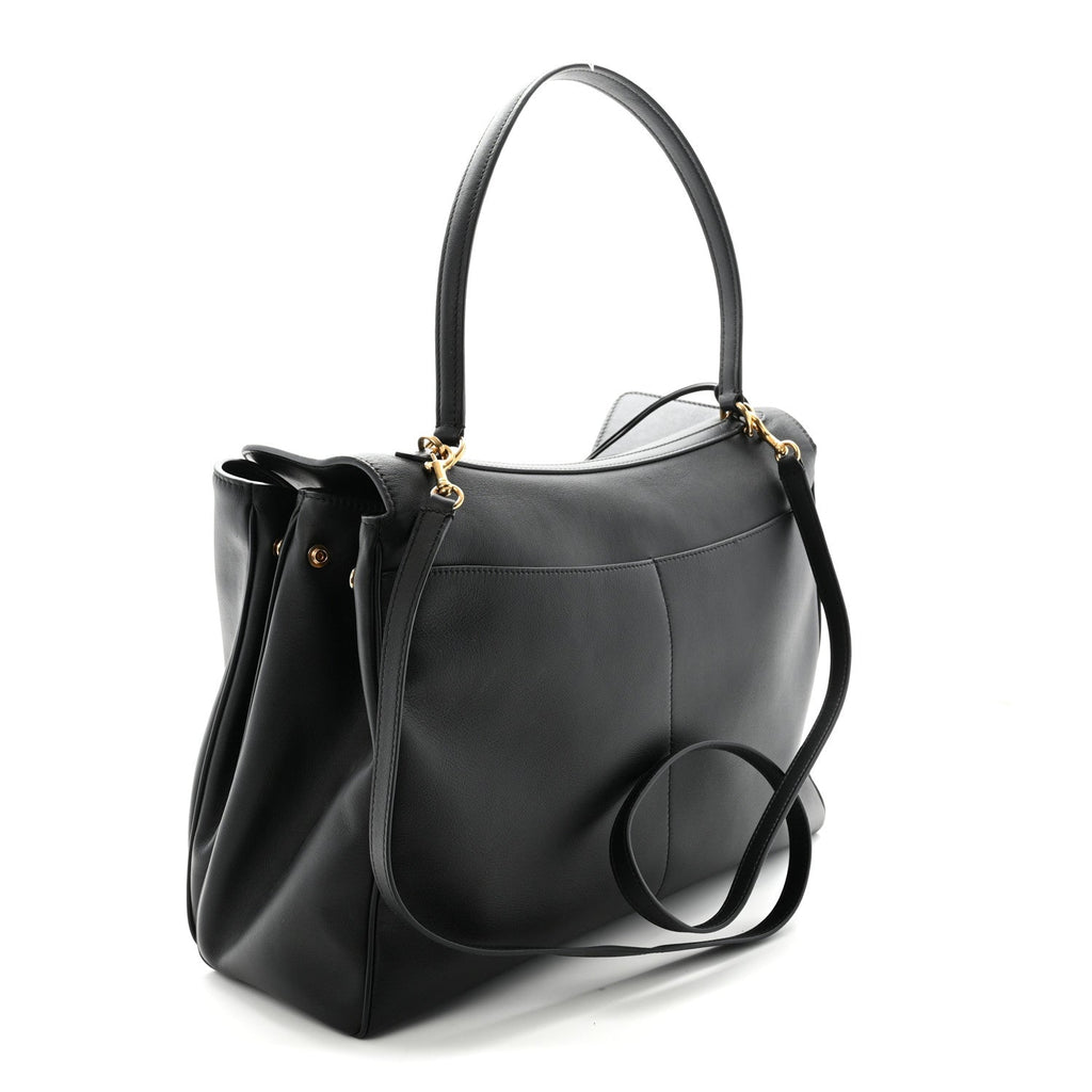 Smooth Calfskin Large Rodeo Top Handle Handbag Black