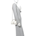 Lambskin Quilted Crystal Top Handle Rectangular Flap White