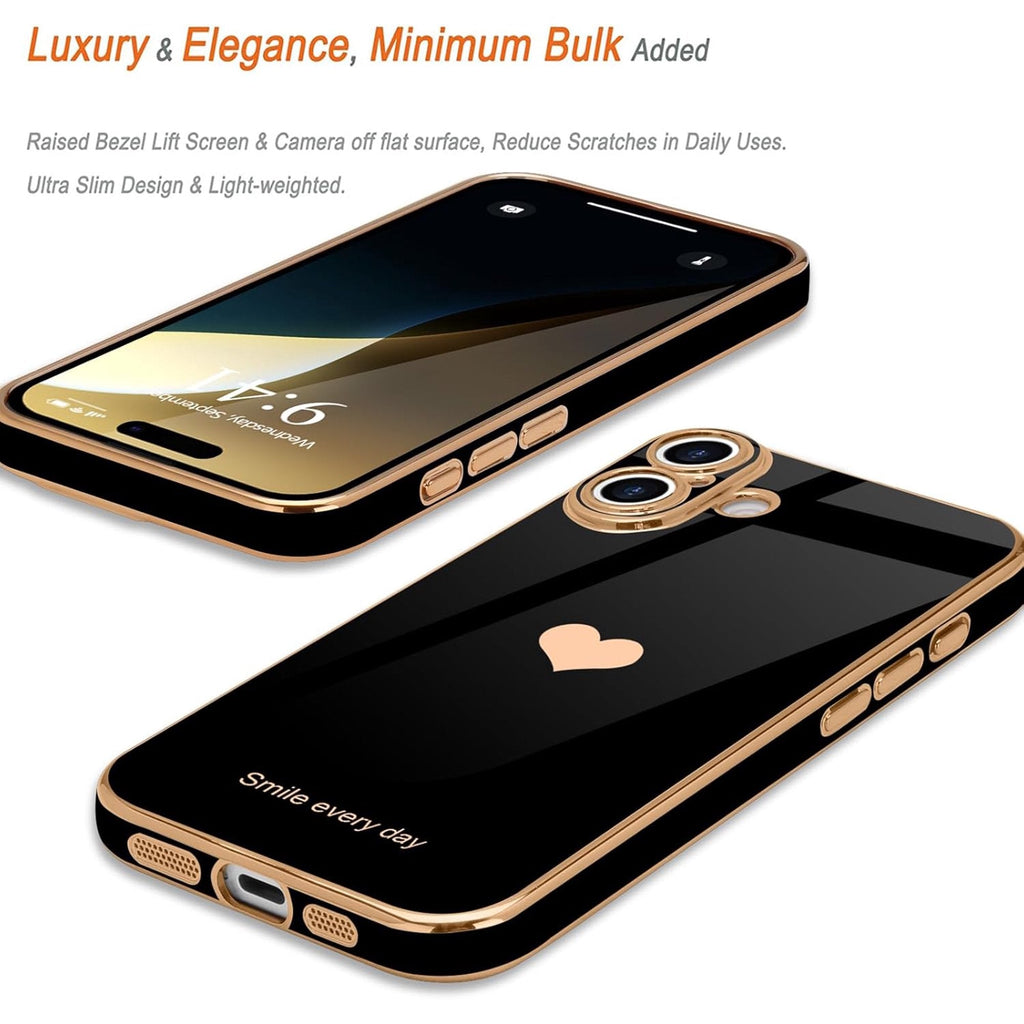 Entronix Bundle Compatible with iPhone 16 Plus - [Flexible] Glossy Heart Case & 2 Clear Screen Protectors