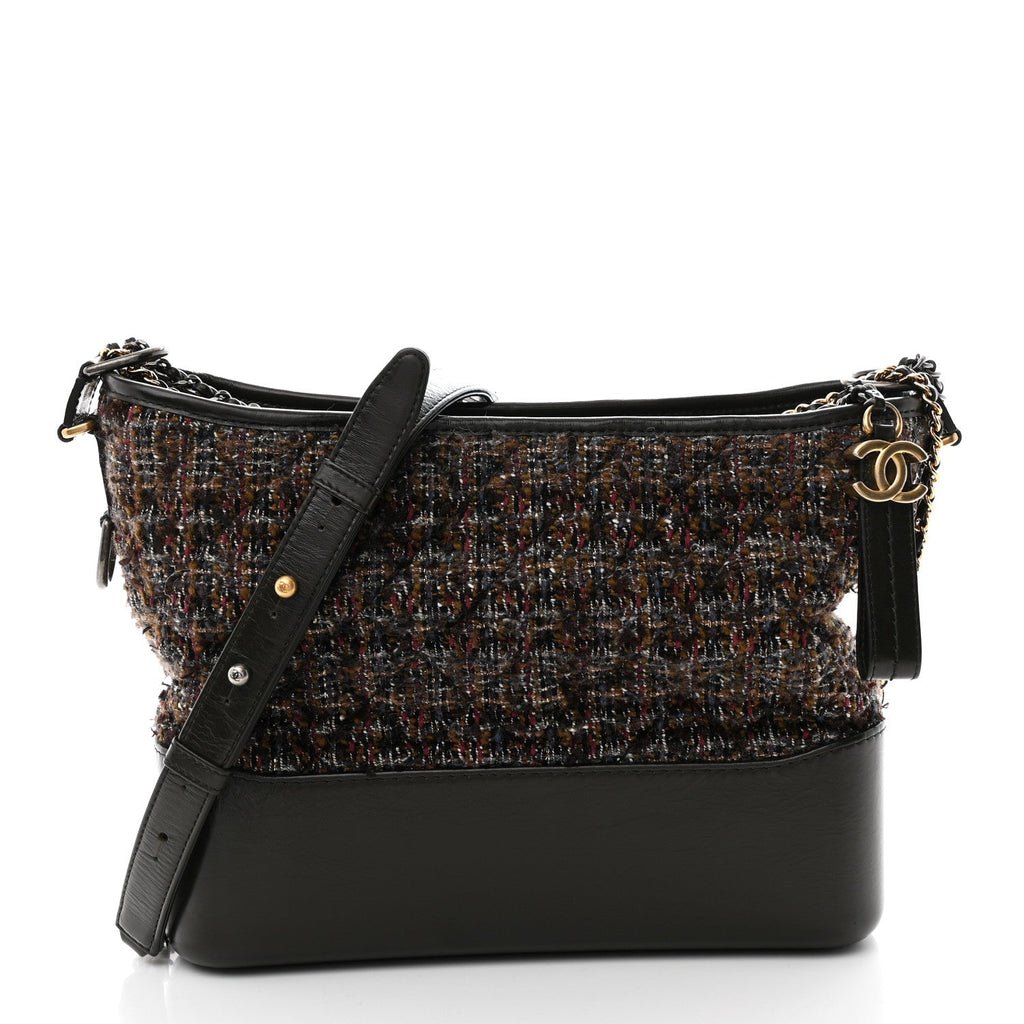 Tweed Calfskin Medium Gabrielle Hobo Brown