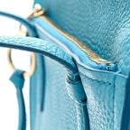 Hammered Calfskin Double Handle Small Amy Tote Turquoise