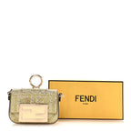 Crystal Vitello Laminato FF Nano Maxi Buckle Baguette Charm Light Gold