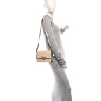 Box Calfskin Triangle Embleme Flap Shoulder Bag Sabbia