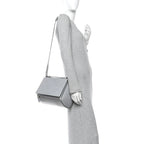 Calfskin Crocodile Embossed Medium Pandora Box Crossbody Bag Grey