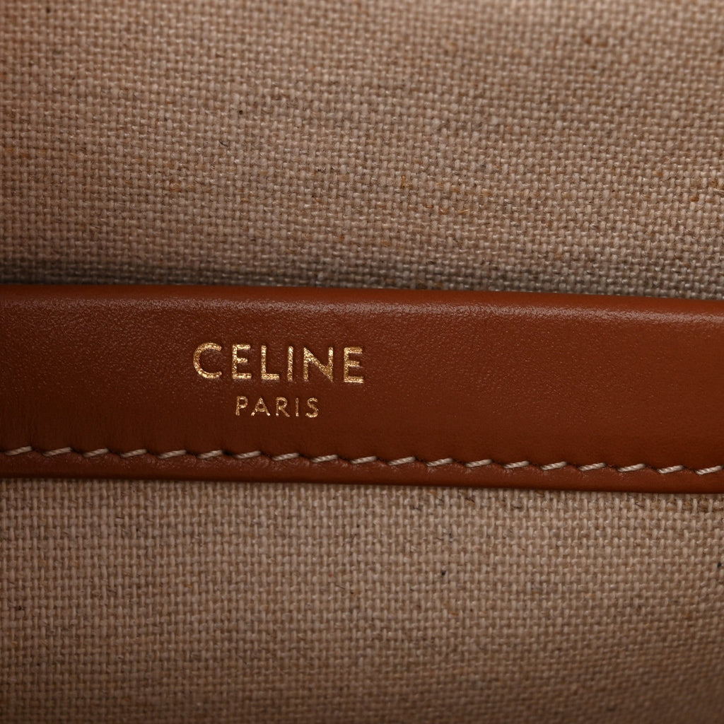 Canvas Calfskin All Over Print Small Cabas Thais White Tan