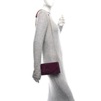 Patent Birdy Snakeskin Embossed Loubi54 Crossbody Clutch Merlot