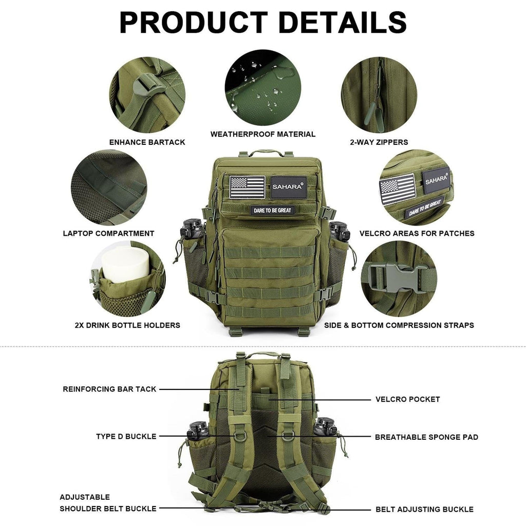 SAHARA - Raider Series Travel Bag & Laptop Backpack for Laptops up to 17.3-inch - Army Green