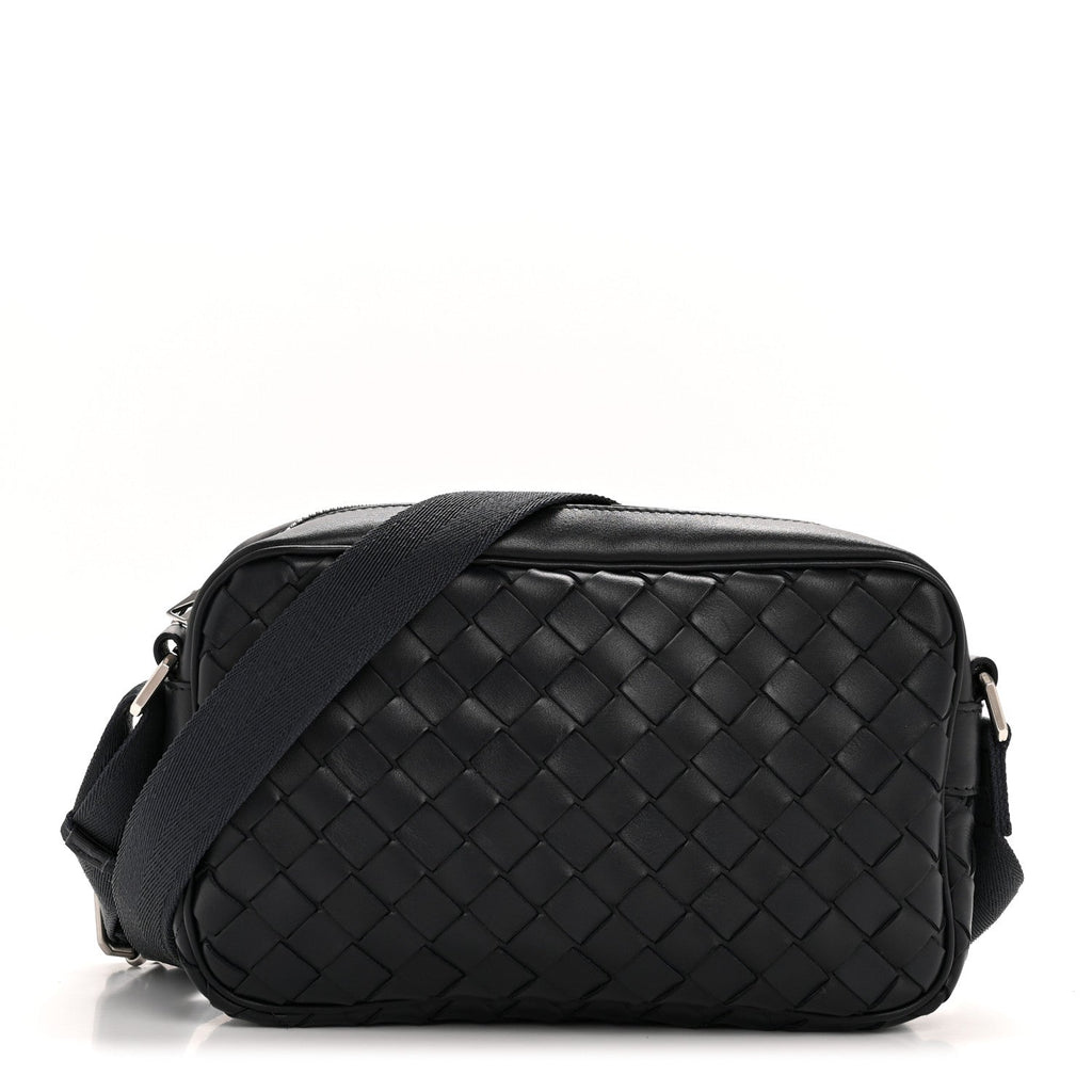 Calfskin Intrecciato Small Camera Bag Navy