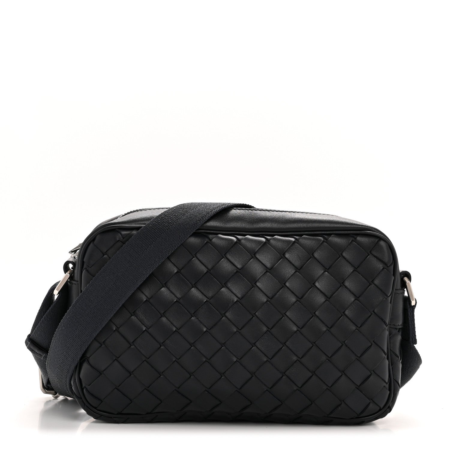 Calfskin Intrecciato Small Camera Bag Navy