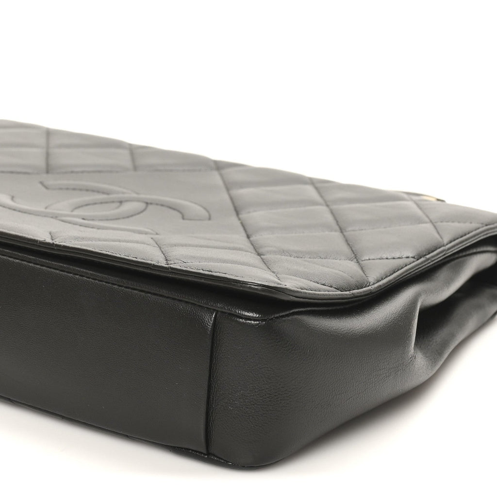 Lambskin Quilted Large Diamond CC Flap Black