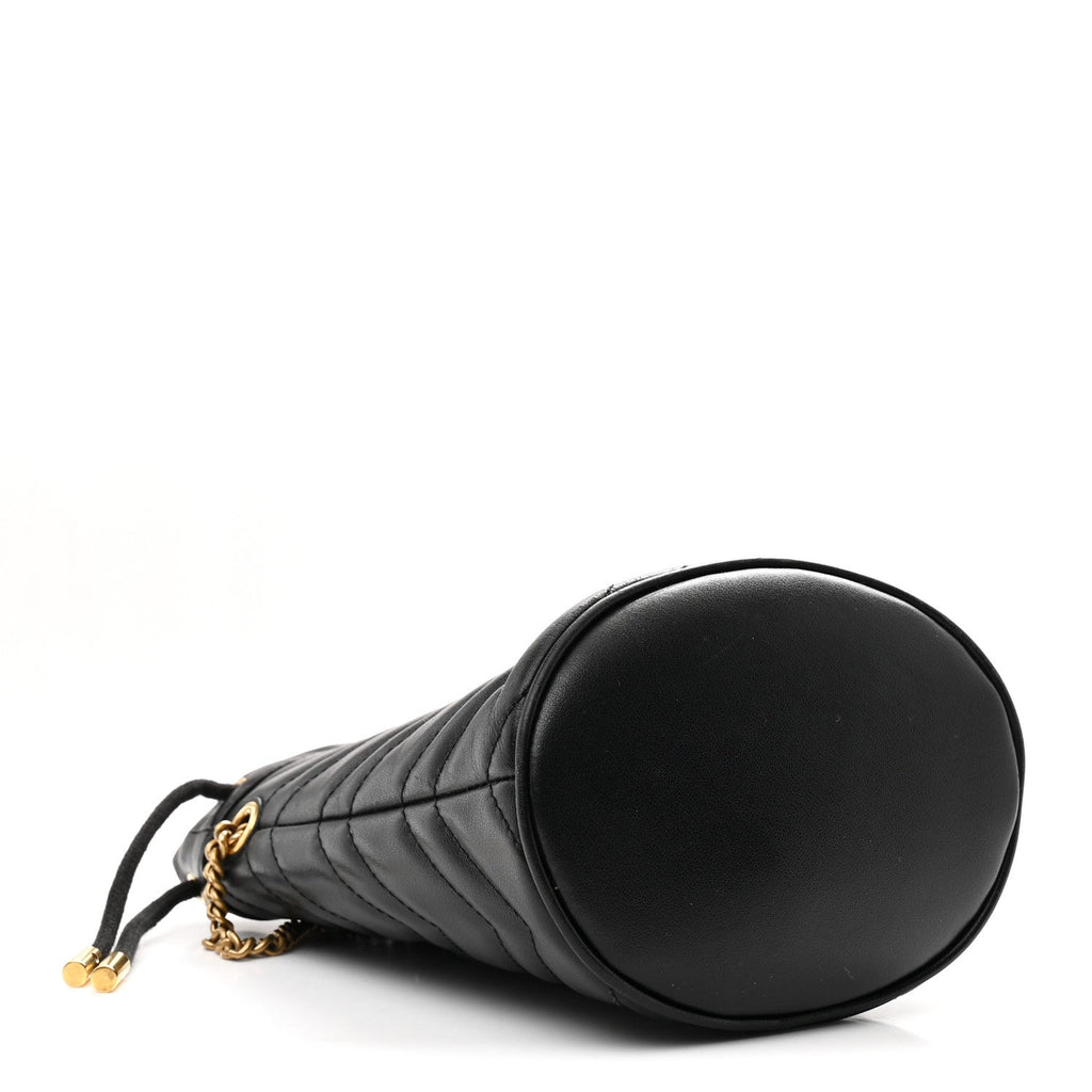 Calfskin Matelasse Mini GG Marmont 2.0 Bucket Bag Black