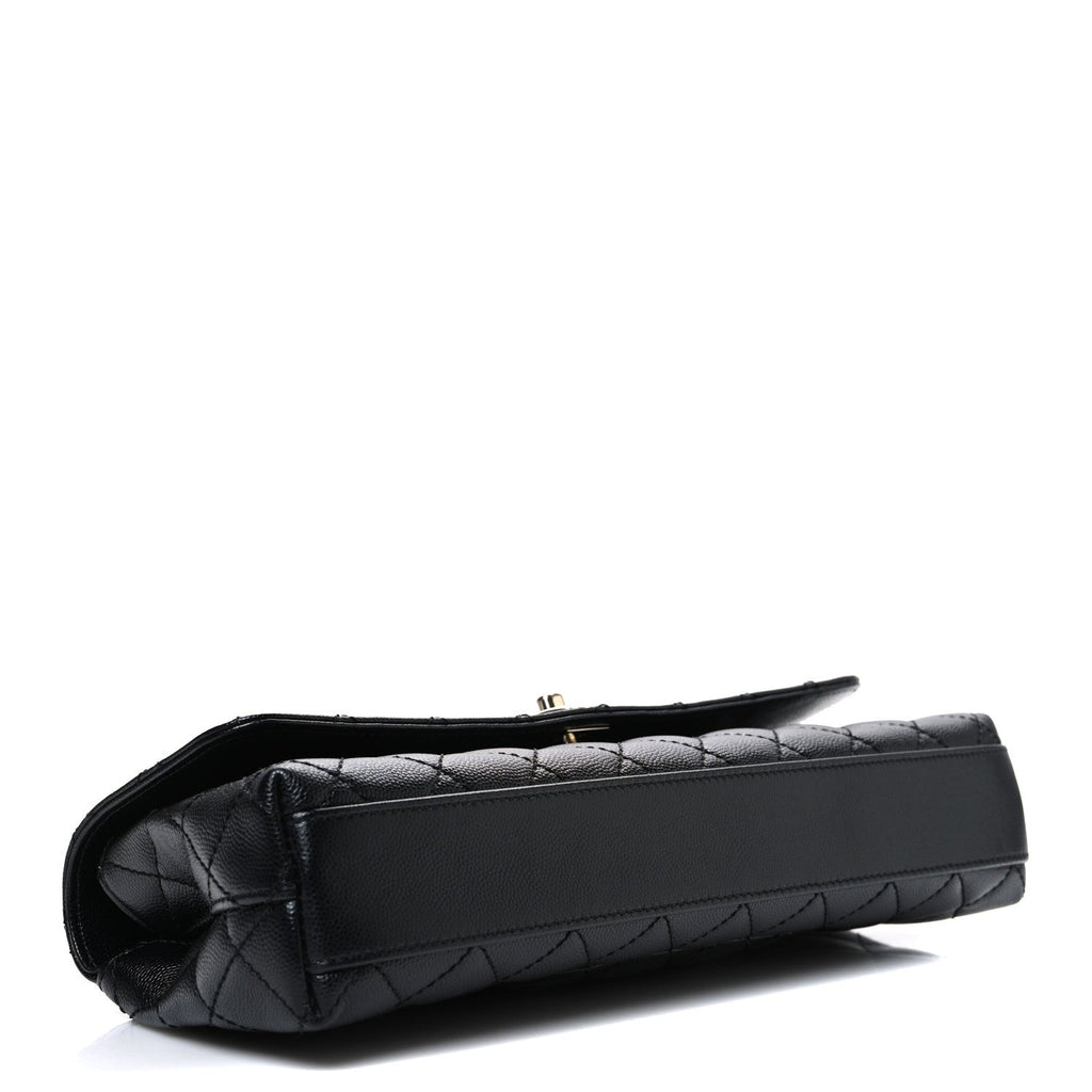 Caviar Quilted Maxi East West Coco Handle Flap Black