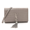Calfskin Crocodile Embossed Kate Monogram Tassel Chain Wallet Fog