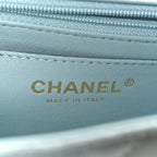 Lambskin Quilted Mini Top Handle Rectangular Flap Light Blue