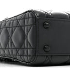 Ultra Matte Calfskin Cannage Mini Lady Dior Black