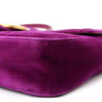 Velvet Matelasse Medium GG Marmont Shoulder Bag Fuchsia Violet Cyclamen