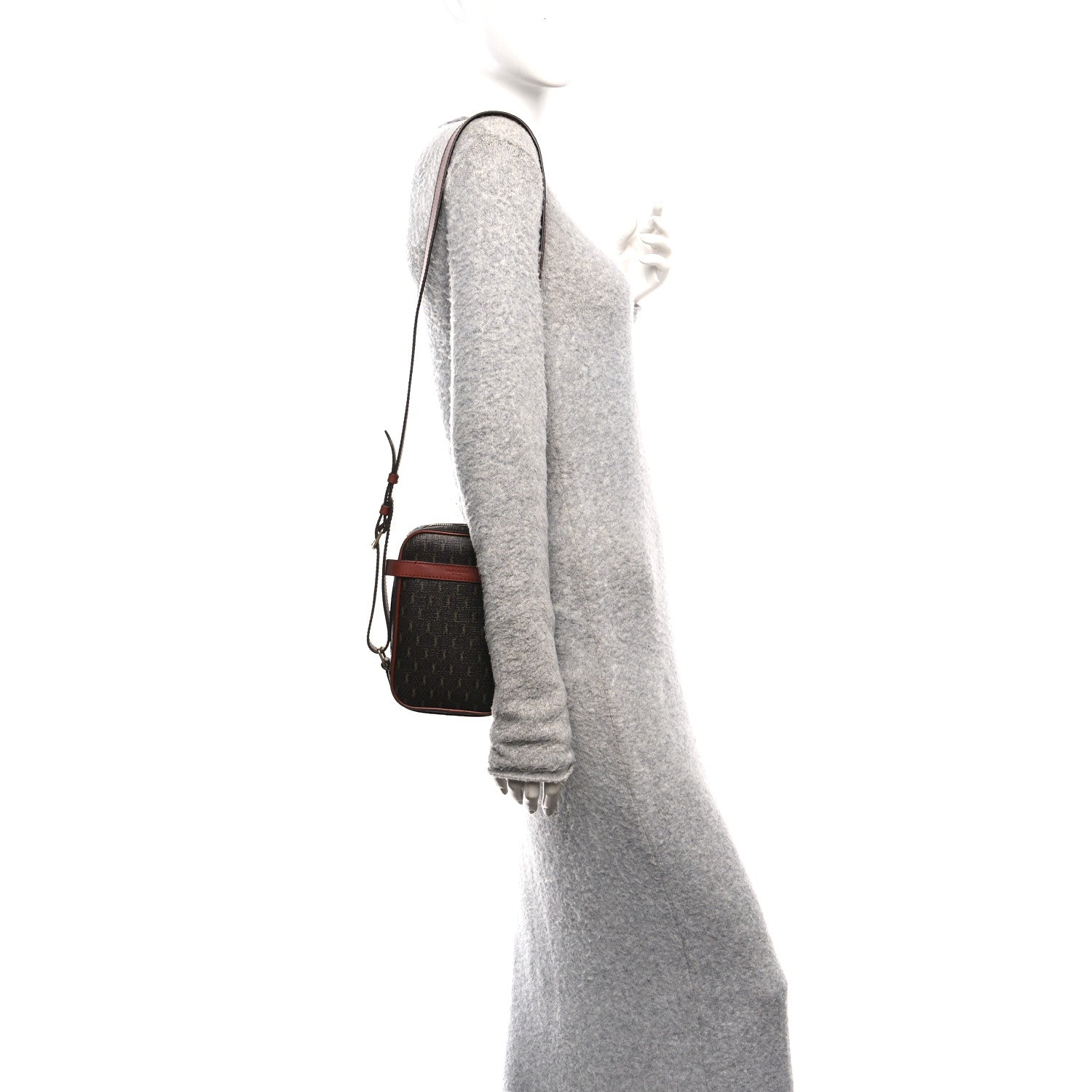 Canvas Smooth Calfskin Le Monogramme Crossbody Pouch Chestnut