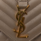 Grain De Poudre Textured Mixed Matelasse Triquilt Small Monogram Satchel Greyish Brown