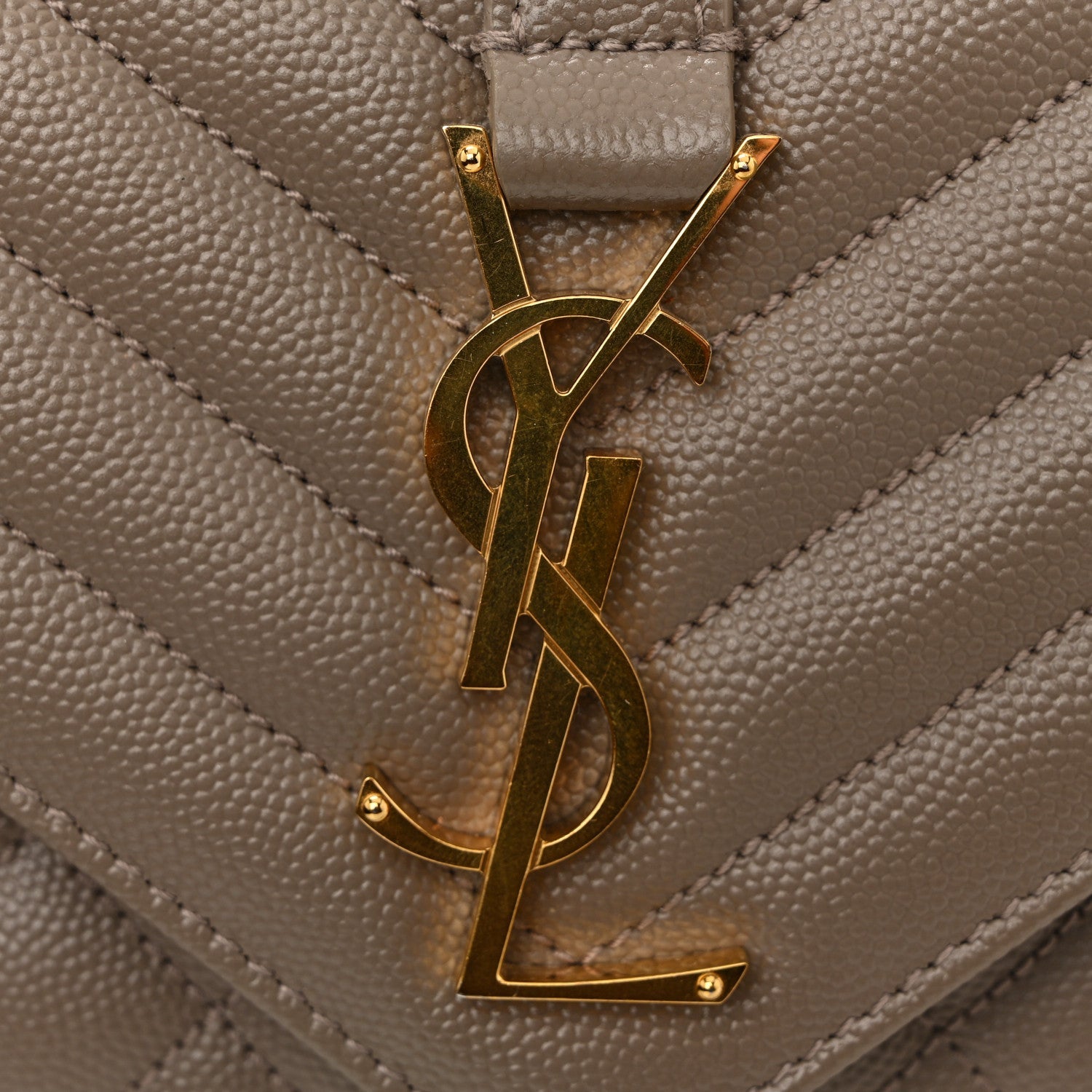 Grain De Poudre Textured Mixed Matelasse Triquilt Small Monogram Satchel Greyish Brown
