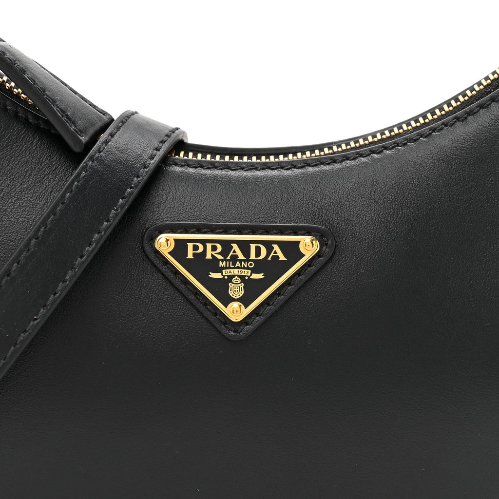 Soft Calfskin Mini Arque Shoulder Bag Black