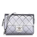 Metallic Lambskin Like A Wallet Flap Silvery Black
