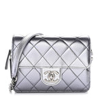 Metallic Lambskin Like A Wallet Flap Silvery Black