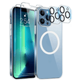Entronix Bundle Compatible with iPhone 15 Pro - [Magnetic] Clear Case, 2 Clear Screen Protectors & 2 Camera Lens Protectors