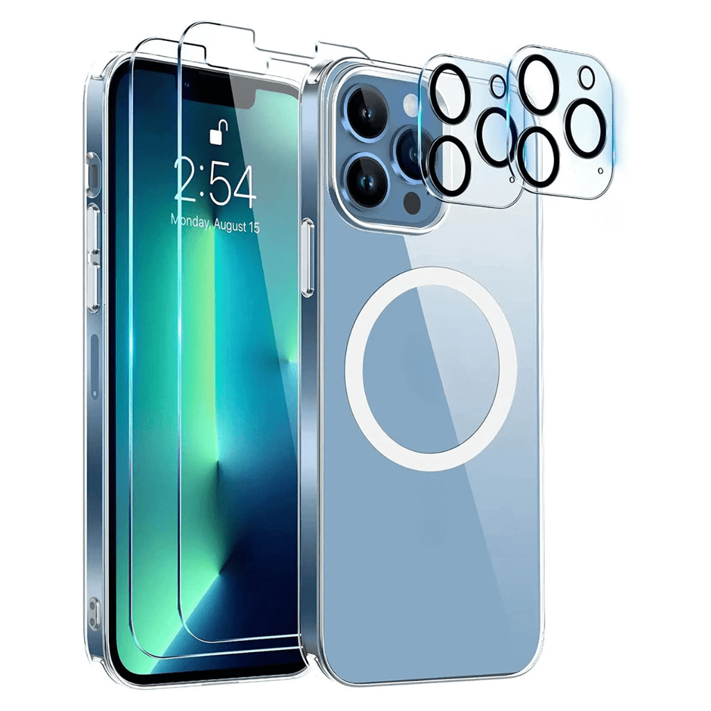 Entronix Bundle Compatible with iPhone 15 Pro Max - [Magnetic] Clear Case, 2 Clear Screen Protectors & 2 Camera Lens Protectors
