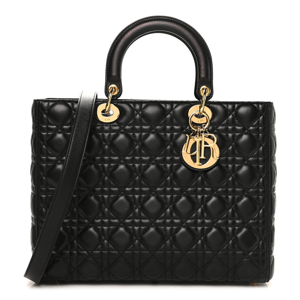Lambskin Cannage Large Lady Dior Black