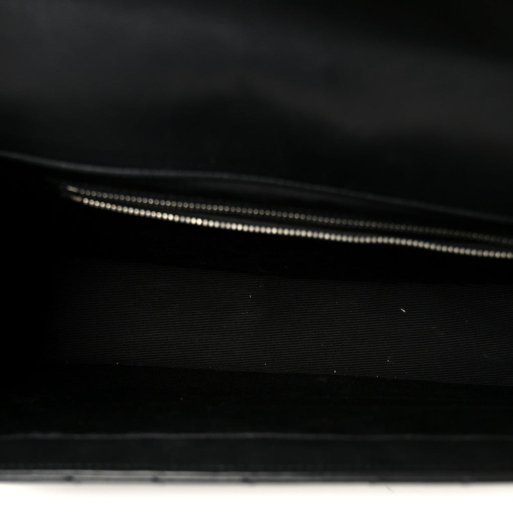 Smooth Calfskin Matelasse Chevron Large Monogram Satchel Black