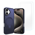 Entronix Bundle Compatible with iPhone 17 - [Magnetic] Translucent Matte Gripstand Case & 2 Clear Screen Protectors