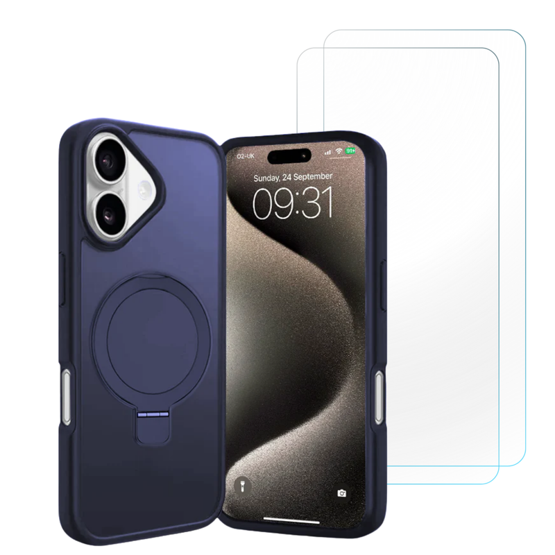 Entronix Bundle Compatible with iPhone 17 - [Magnetic] Translucent Matte Gripstand Case & 2 Clear Screen Protectors