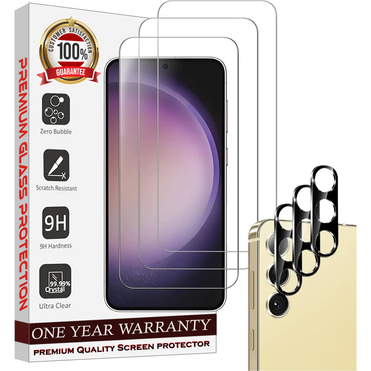 Entronix Clear Screen Protector & Camera Lens Protector Compatible with Galaxy S25 Plus - 6 Piece Combo