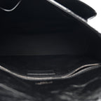Crinkled Calfskin Matelasse Monogram Medium Niki Chain Satchel Black