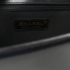 Iridescent Glazed Calfskin Quilted New Medium Boy Flap Black