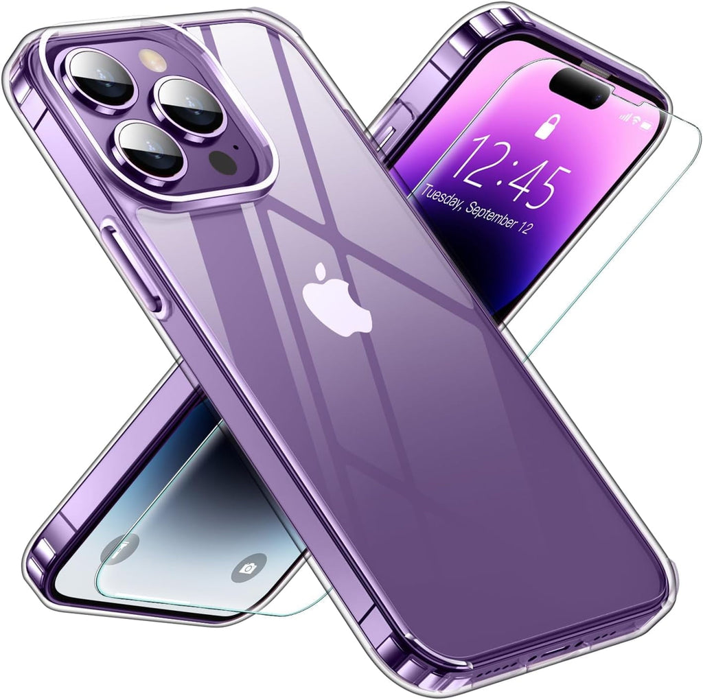 Entronix Bundle Compatible with iPhone 14 Pro - [Hard] Clear Case & 1 Clear Screen Protector