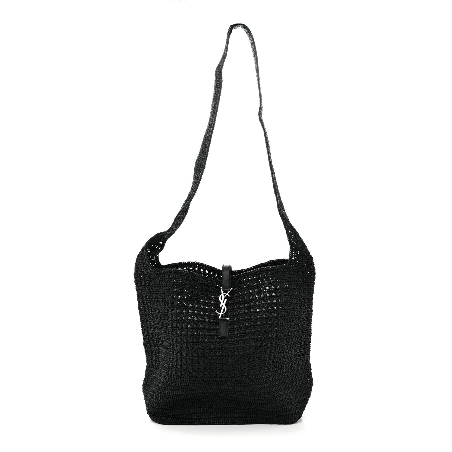 Raffia Monogram Le 5 A 7 Medium Tote Black
