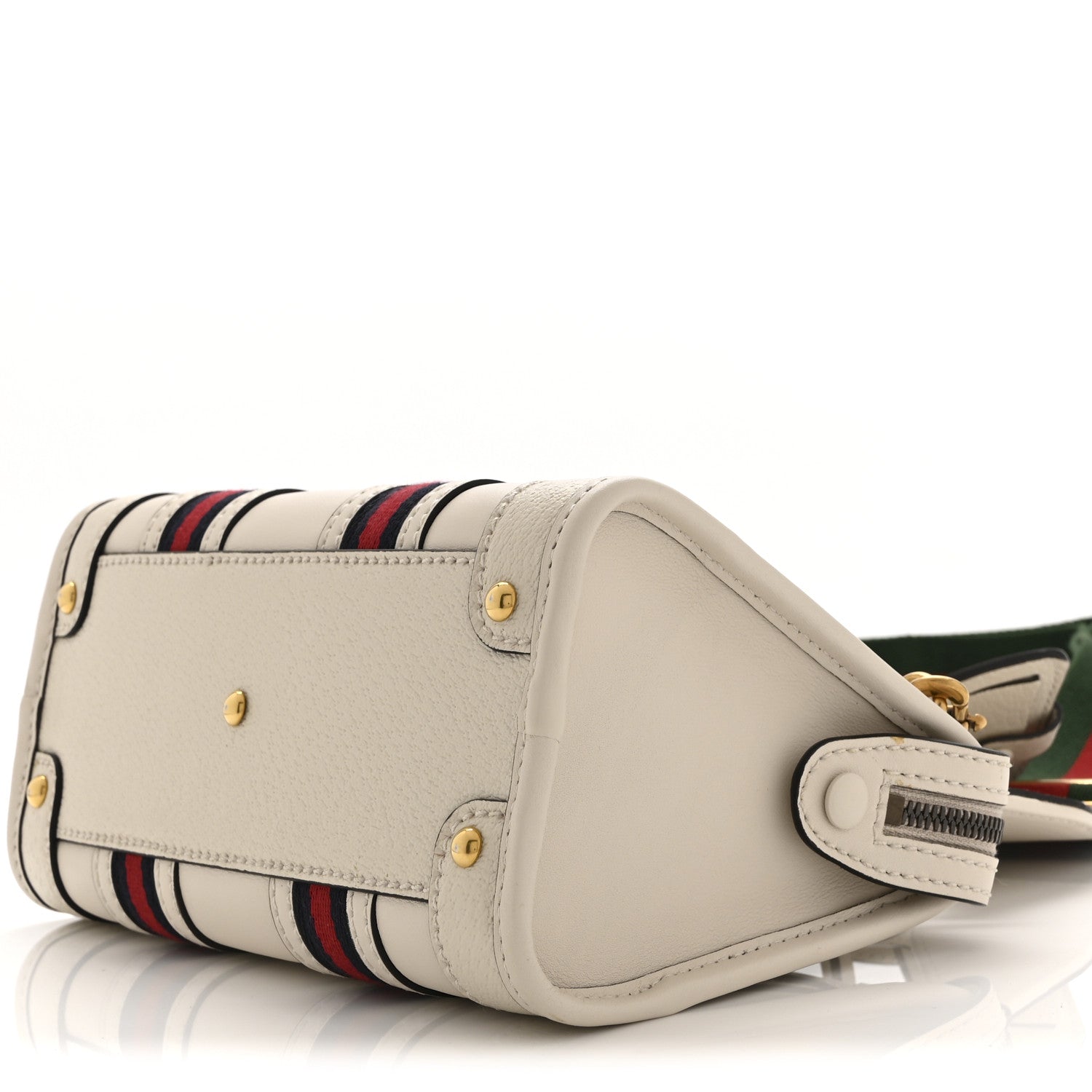 Koi Calfskin Web Mini Bauletto Duffle Top Handle Bag Mystic White