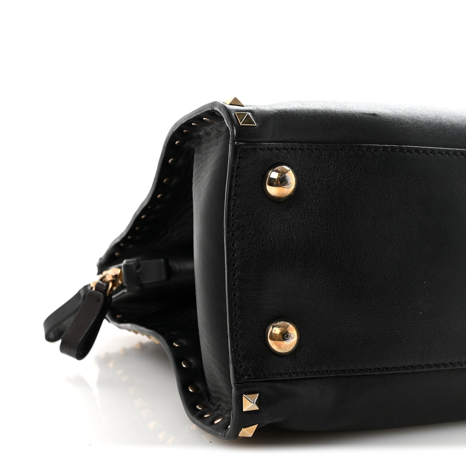 Vitello Rockstud Dome Shopper Black