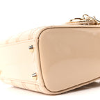 Patent Cannage Mini Lady Dior Beige