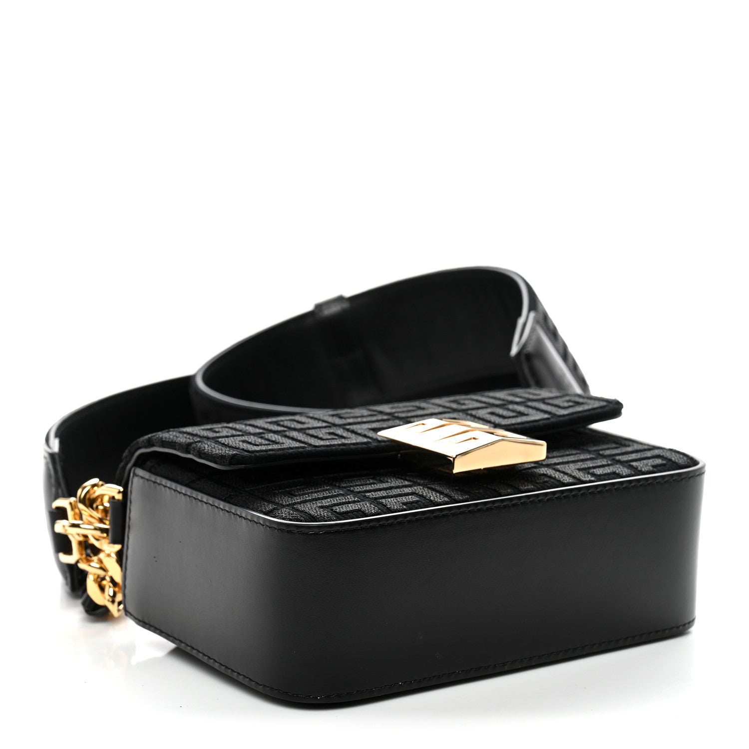 Canvas Woven Embroidered Small 4G Bag With Chain Black