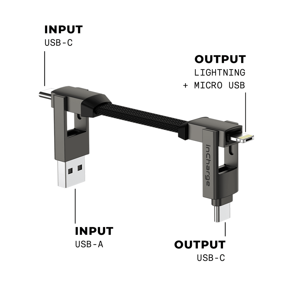 inCharge® 6 - 15W, 6in1 keyring cable