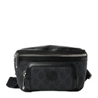 GG Supreme Monogram Textured Calfskin Retro Interlocking G Belt Bag Black
