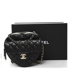 Lambskin Quilted CC In Love Heart Bag Black