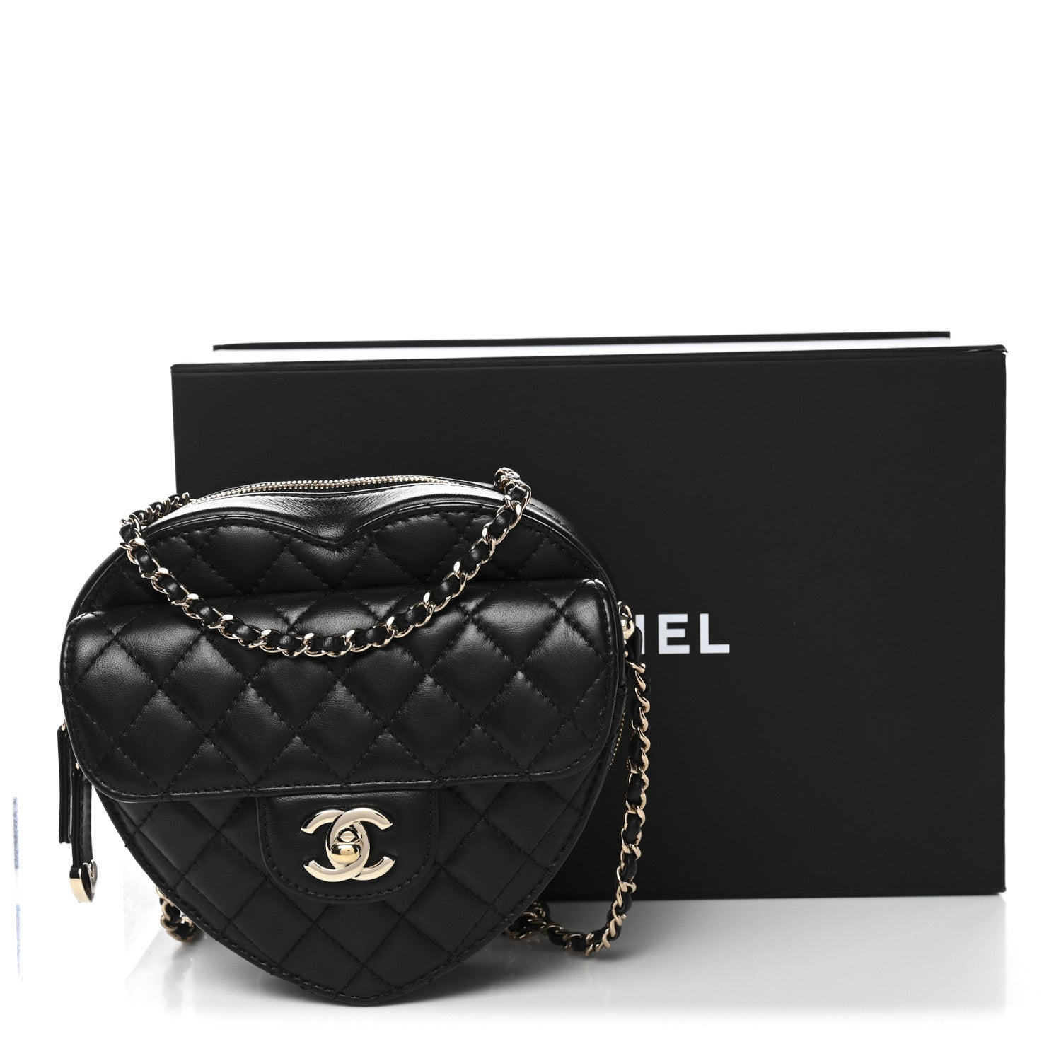 Lambskin Quilted CC In Love Heart Bag Black