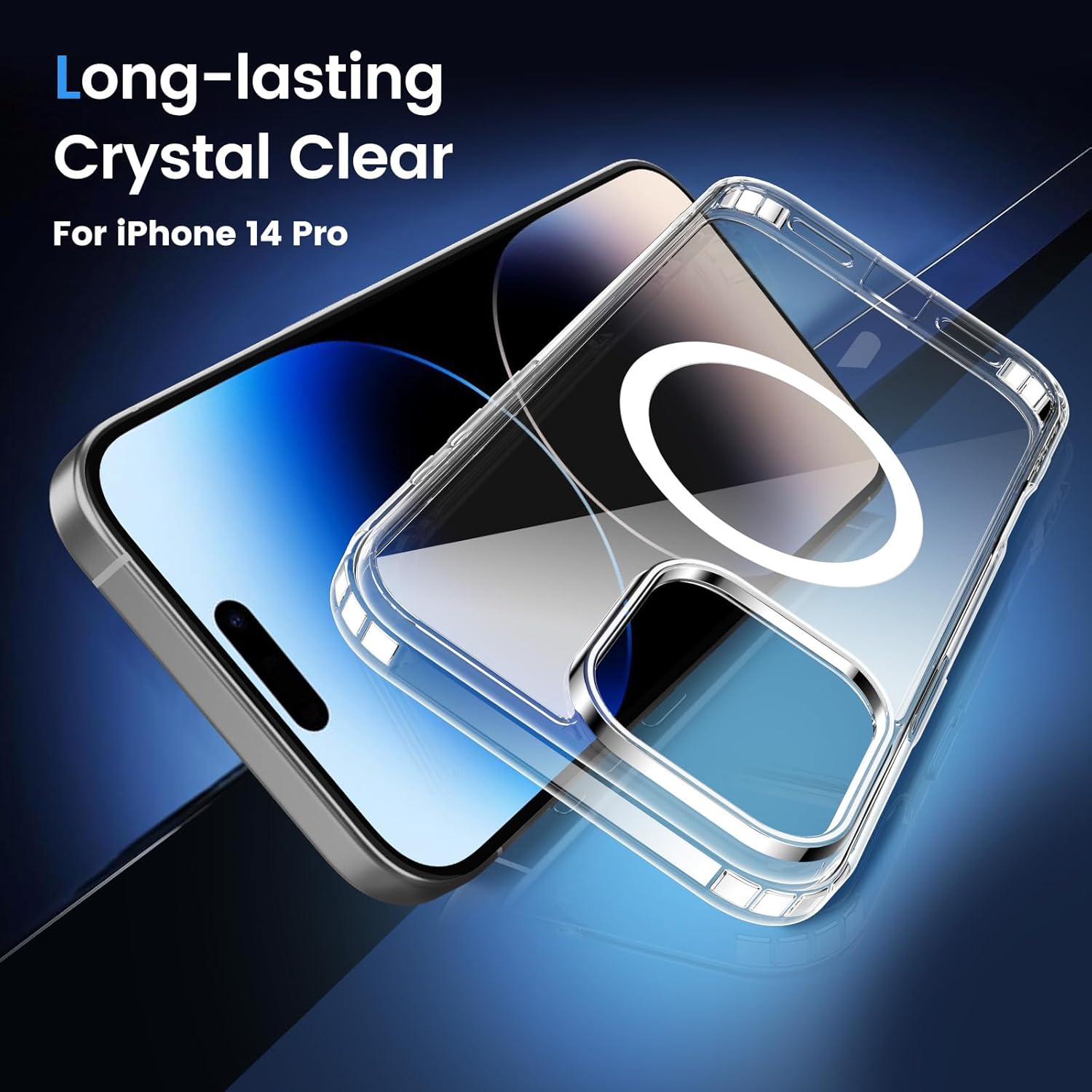 Entronix [Magnetic] Case Compatible with iPhone 14 Pro - [Hard Back] Thick Clear