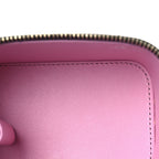 Lambskin Quilted Top Handle Mini Vanity Case With Chain Black Pink